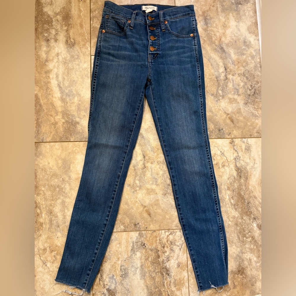 Madewell 10” High Rise Skinny Denim Blue Jeans Buttonfly Womens Size 25